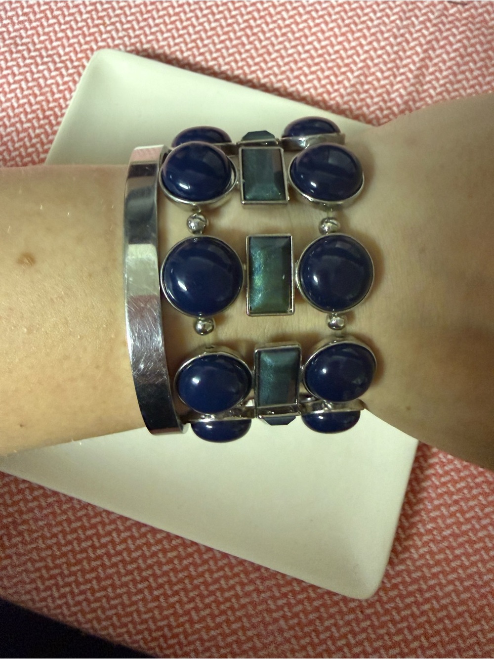 Elegant Navy Blue Stone Stretch Bracelet